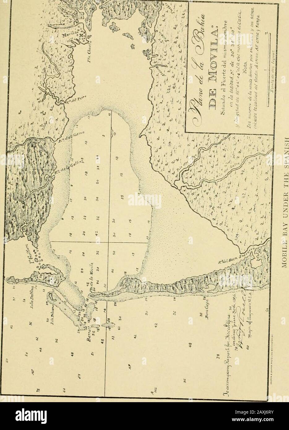 Colonial Mobile; uno studio storico in gran parte da fonti originali, del bacino dell'Alabama-Tombigbee e del vecchio Sud Ovest, dalla scoperta dello Spiritu Santo nel 1519 fino alla demolizione di Fort Charlotte nel 1821 . vernor, 2.000 dollari; cappellano, 360 dollari; sacristan, 180 dollari; cappella, 50 dollari; interprete inglese, 180 dollari; storekeeper, 600 dollari; adjutant, 300 dollari; 180 dollari; Jadutant di artiglieria, 300 dollari; armorante, 360 dollari; chirurgo, mate e infermieri, 1.140 dollari; mecenate e mani, 1.296 dollari; oltre a 1.080dollari citati anche per i pendolari e gli armori.^ il commercio Choctaw e Chickasaw ammontava a 60.000 dollari. Faceva parte di un grande sistema ex Foto Stock