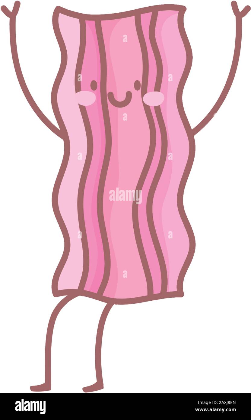 happy bacon menu ristorante cartone animato cibo carino vettore illustrazione Illustrazione Vettoriale