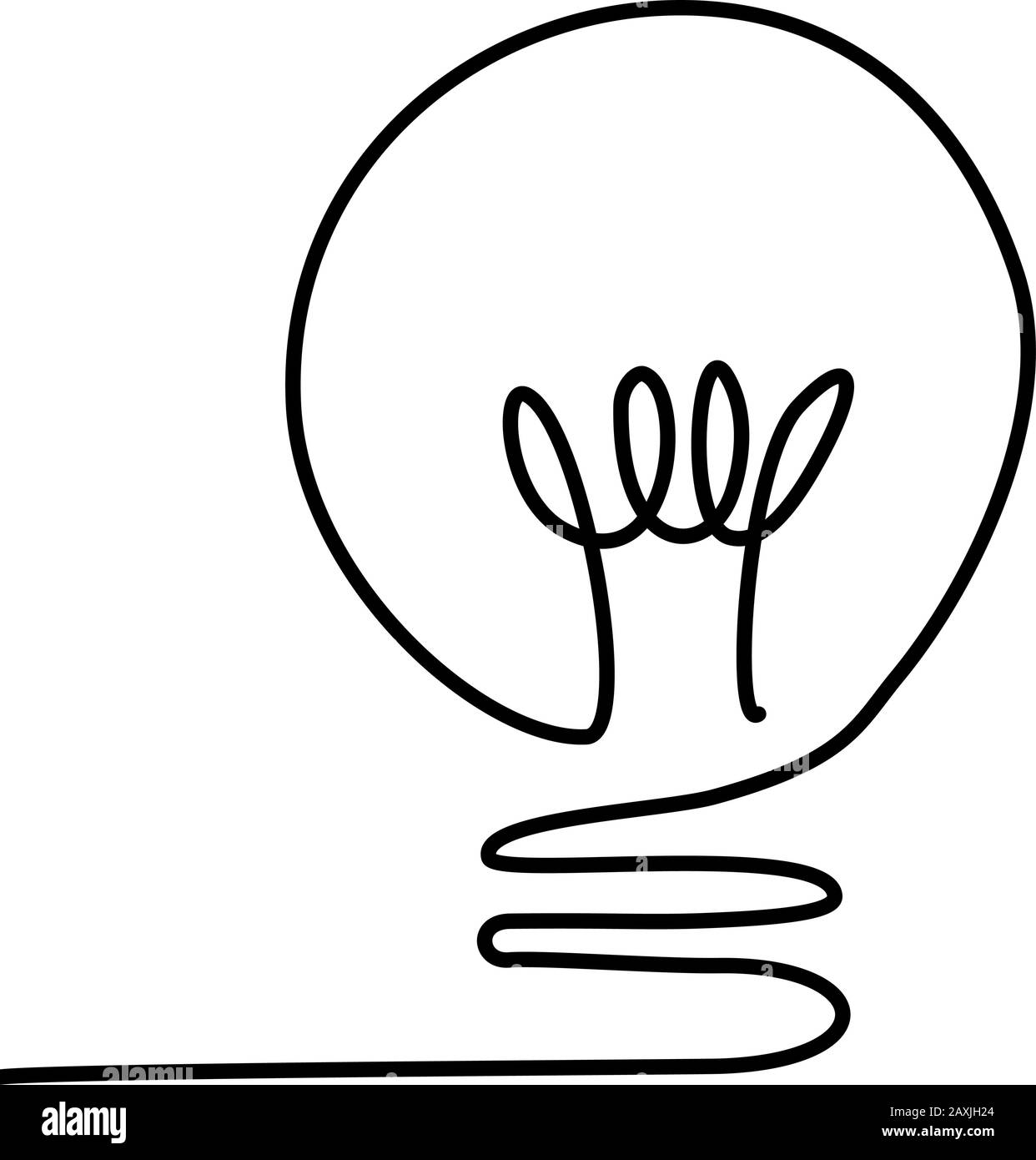 Vettore di una lampadina disegnata con una linea Illustrazione Vettoriale
