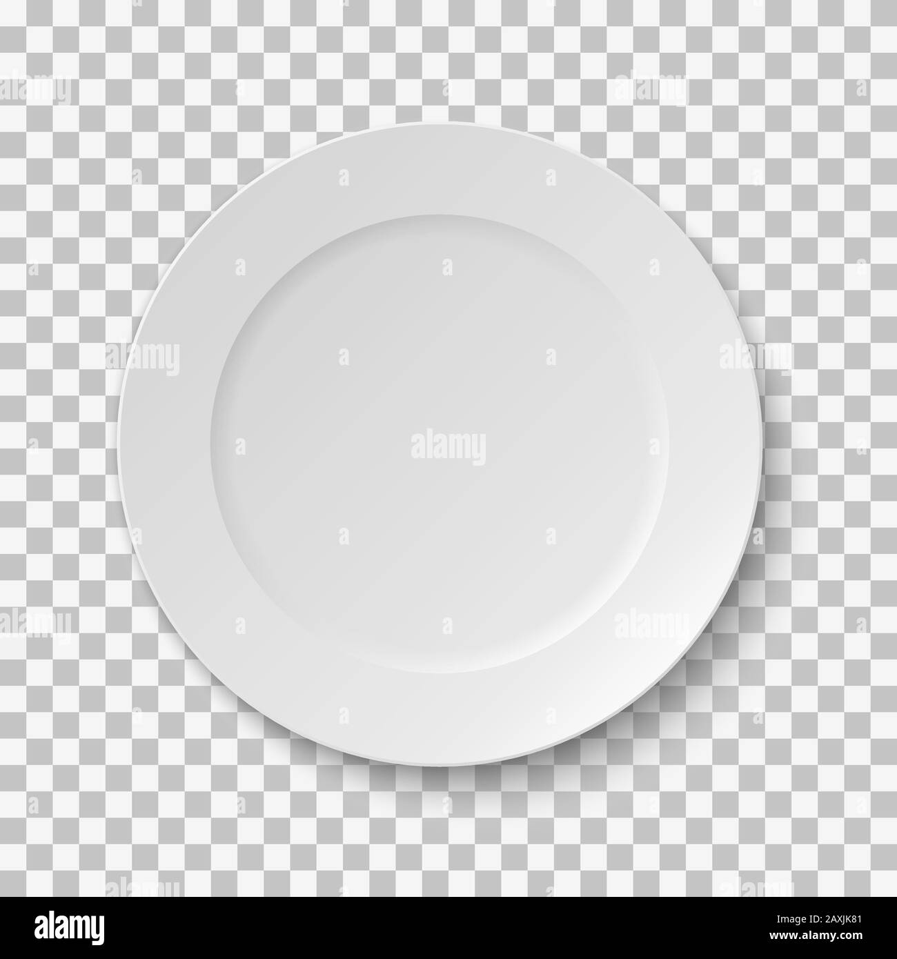 Piastra vuota bianca. Mockup isolato su sfondo trasparente. Illustrazione Vettoriale