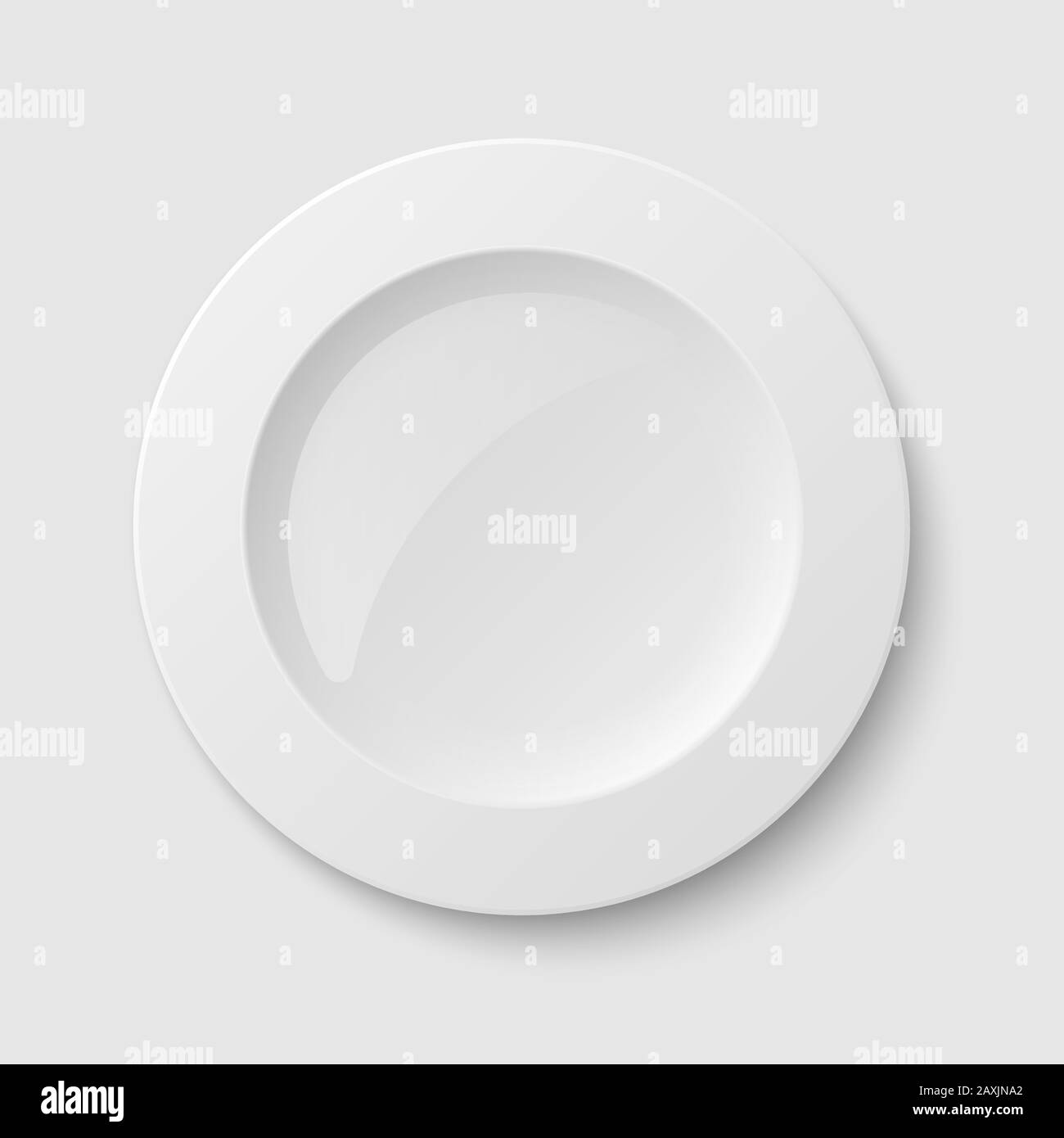 Piastra vuota bianca. Mockup isolato su sfondo trasparente. Illustrazione Vettoriale