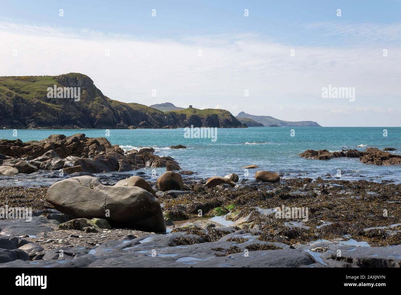Spiaggia di Traeth Llyfn vicino ad Abereiddy, Pembrokeshire, Galles. Foto Stock