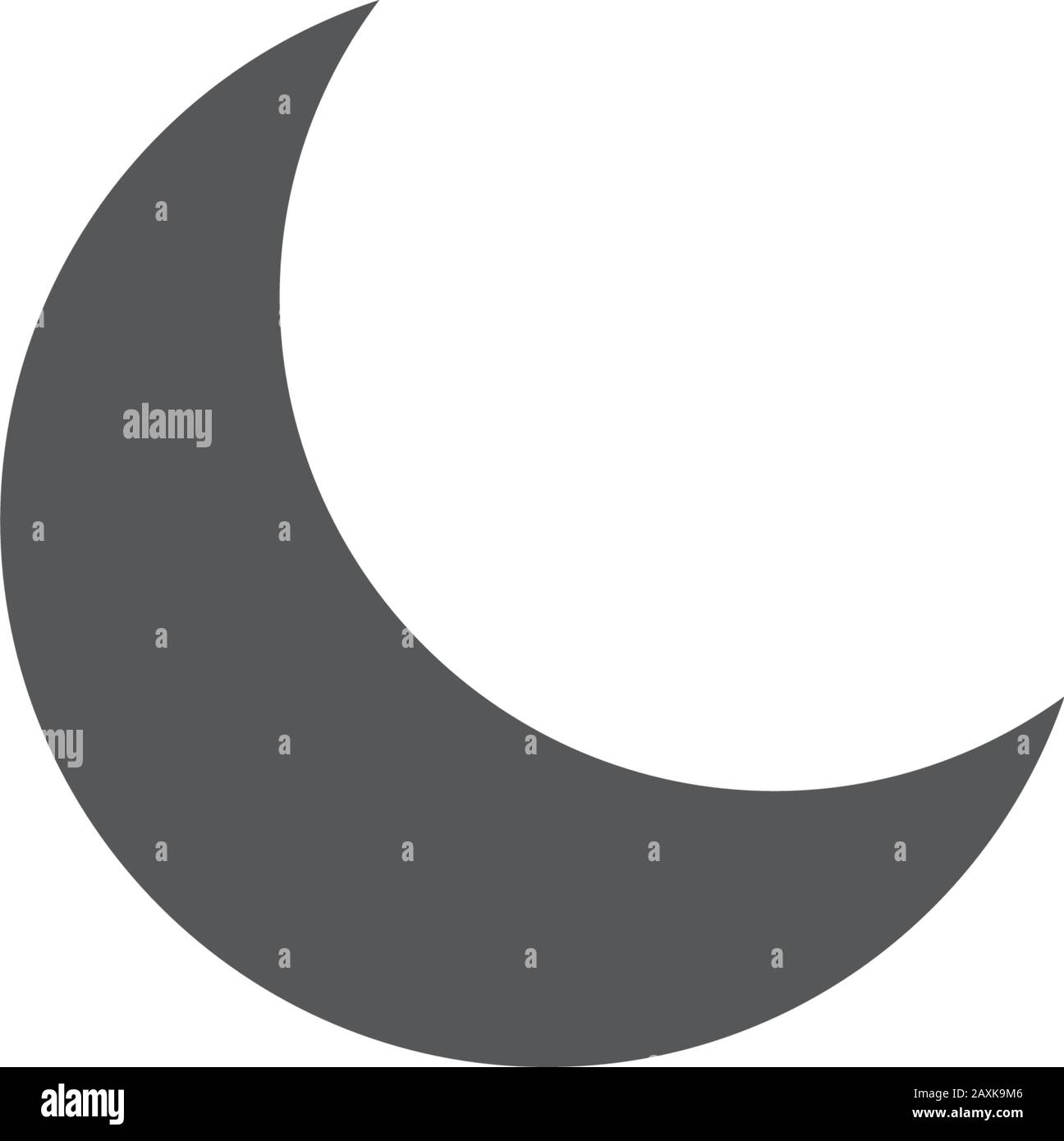 Semplice icona a luna piatta. Silenzioso, modalità sleepmode, icona mobile. Illustrazione del vettore di stock isolata su sfondo bianco. Illustrazione Vettoriale