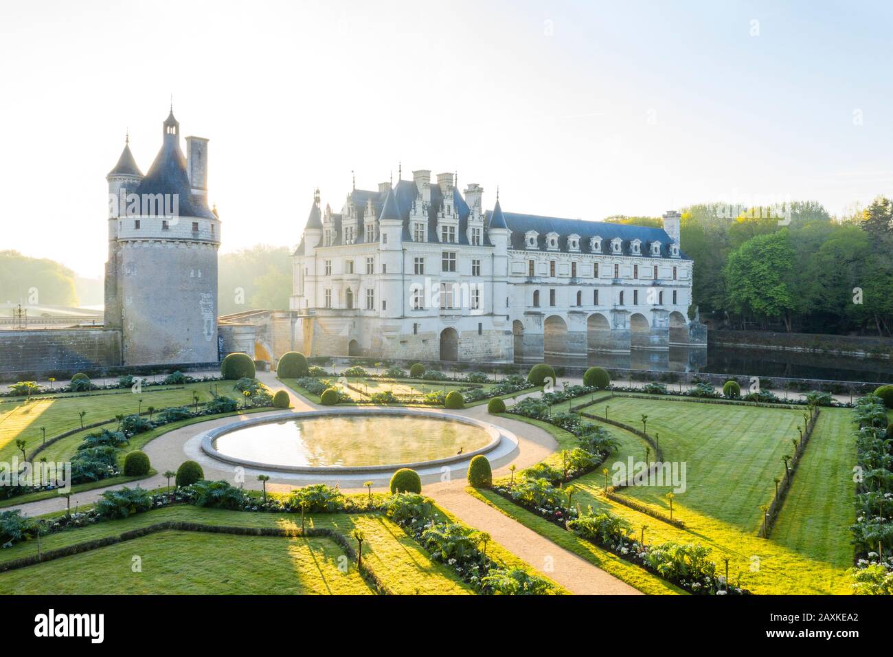 Francia, Indre et Loire, Valle della Loira elencati come Patrimonio Mondiale dall'UNESCO, Chenonceaux, Chateau de Chenonceau Parco e Giardini, il Jardin de Catherine Foto Stock