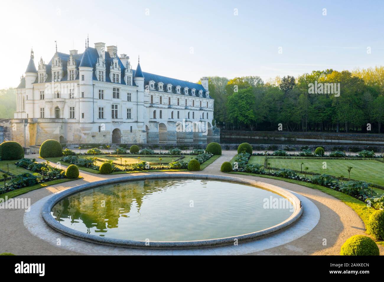 Francia, Indre et Loire, Valle della Loira elencati come Patrimonio Mondiale dall'UNESCO, Chenonceaux, Chateau de Chenonceau Parco e Giardini, il Jardin de Catherine Foto Stock