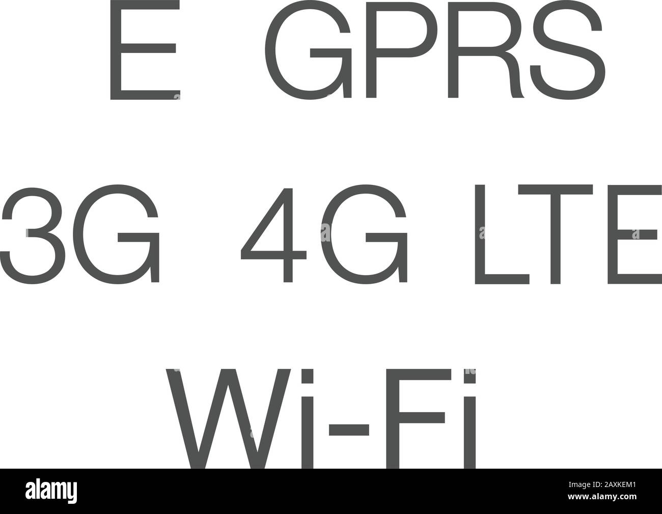 Set di simboli 4G, 3G, EDGE, gprs e wifi. Tecnologia di comunicazione mobile vecchia e nuova e icone di rete smartphone per sito Web, ui, app mobile, banner Illustrazione Vettoriale