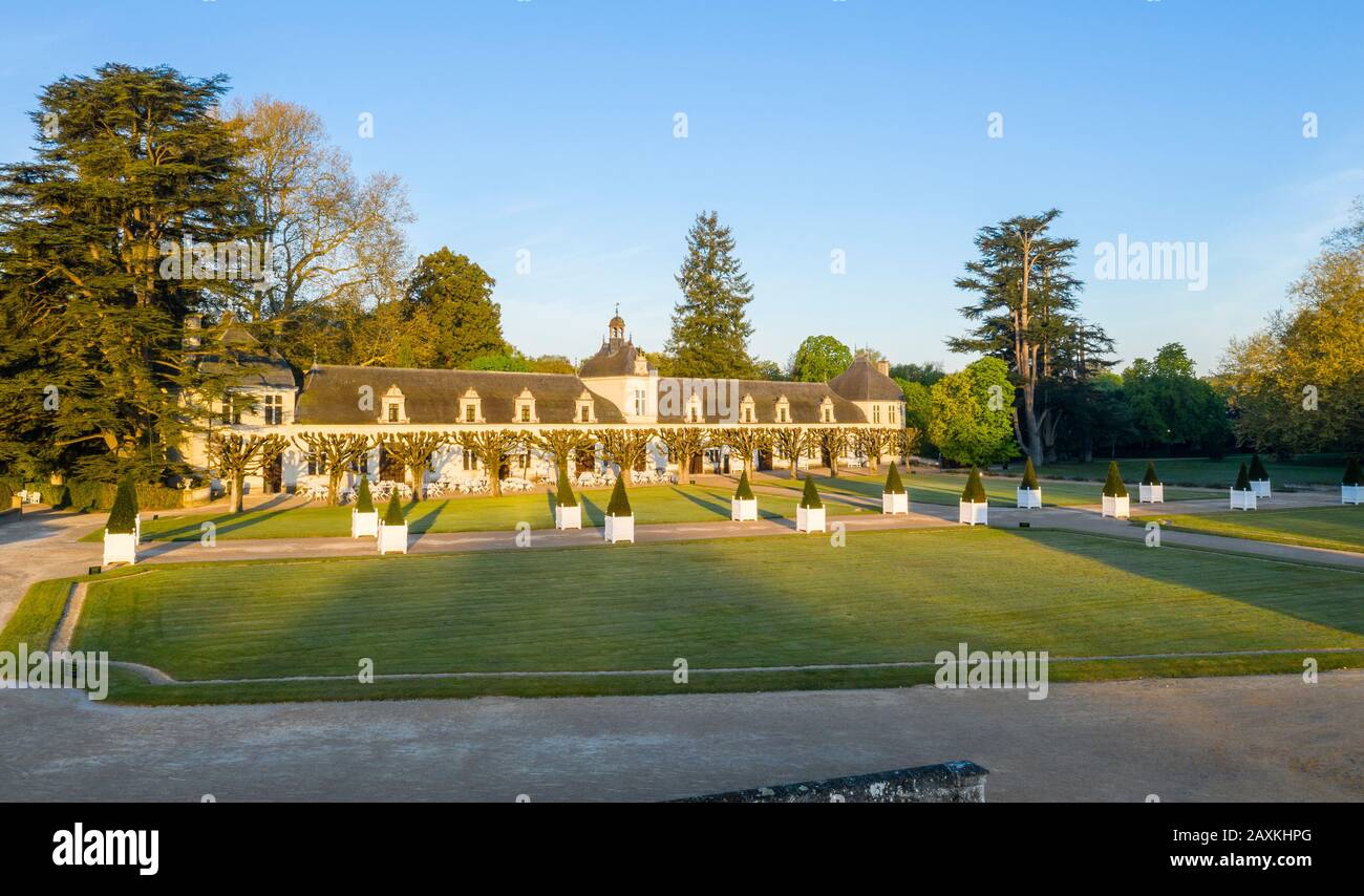 Francia, Indre et Loire, Valle della Loira dichiarata Patrimonio dell'Umanità dall'UNESCO, Chenonceaux, Parco e Giardini di Chateau de Chenonceau, Orangerie e CA Foto Stock