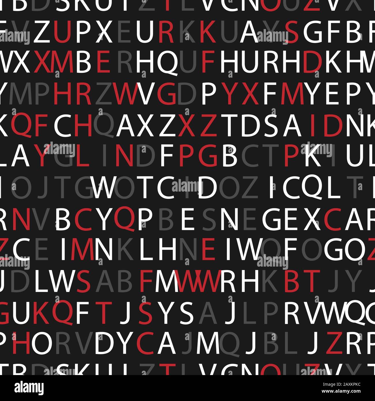 Lettere rosse, grigie e bianche. Lettere dell'alfabeto in ordine casuale su  nero Immagine e Vettoriale - Alamy