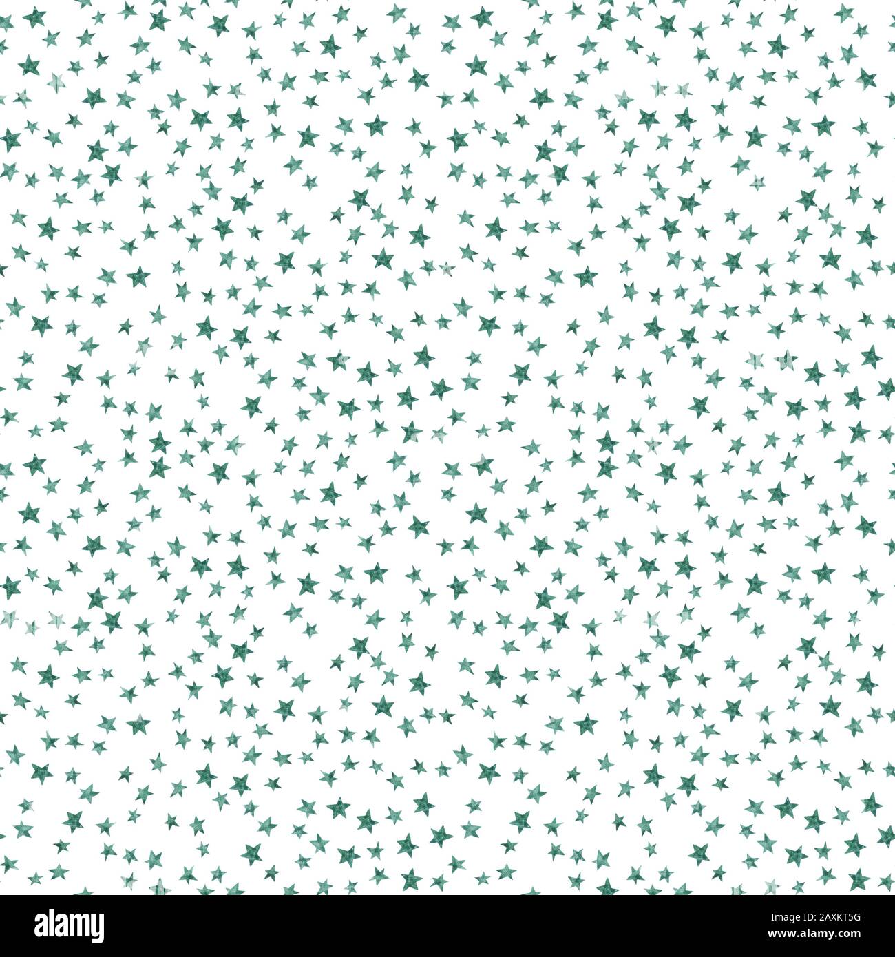 Cielo stellato seamless pattern con semplici stelle su sfondo bianco. Acquerello doodle illustrazione. Colore dell'acqua star modello ripetitivo. Le costellazioni Foto Stock