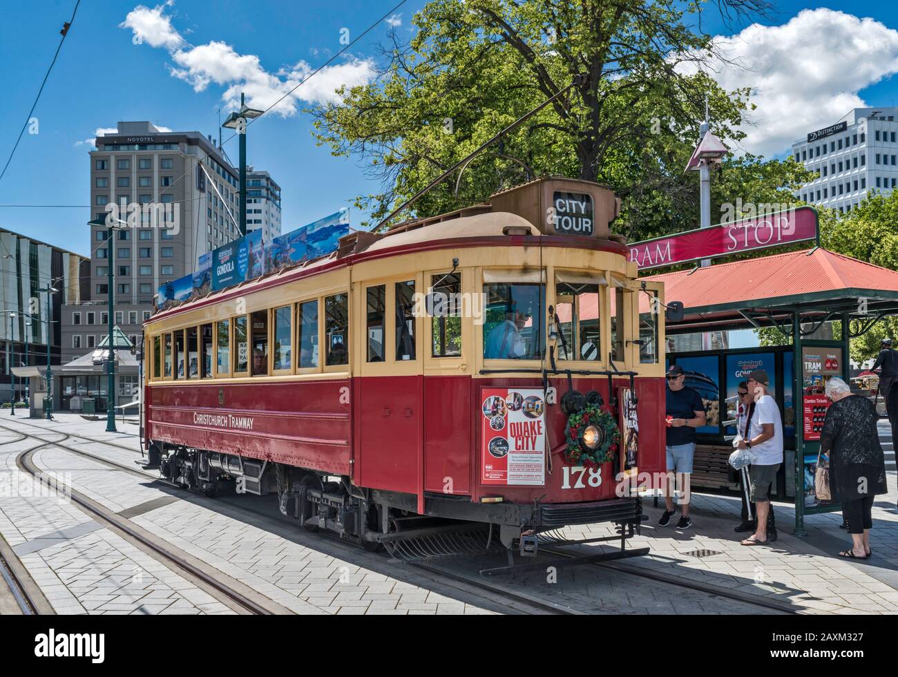Tram Storico A Christchurch, South Island, Nuova Zelanda Foto Stock