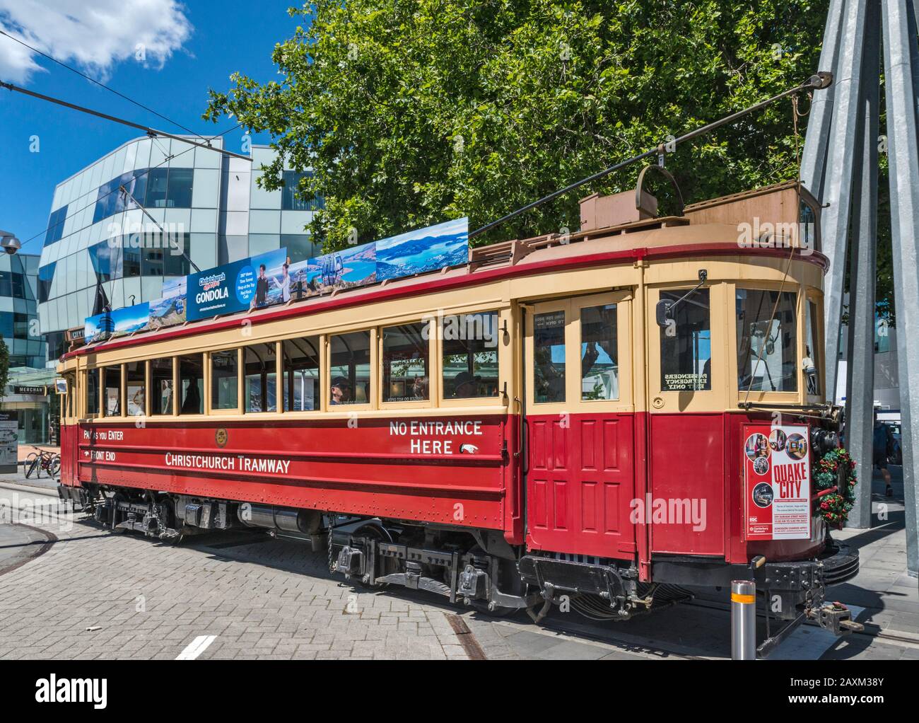 Tram Storico A Christchurch, South Island, Nuova Zelanda Foto Stock