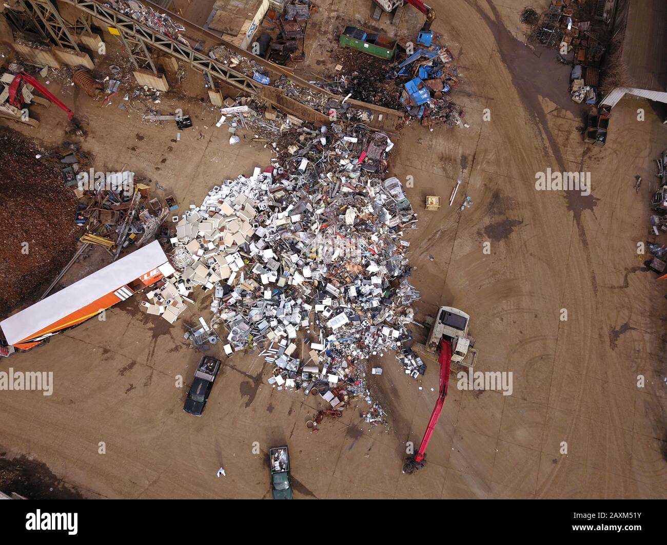Drone aereo Metallo scrapyard riciclaggio Cincinnati Ohio USA Foto Stock