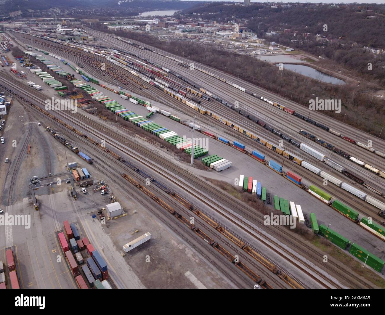 Stazione ferroviaria dei treni aerei dei droni Cincinnati, Ohio Foto Stock