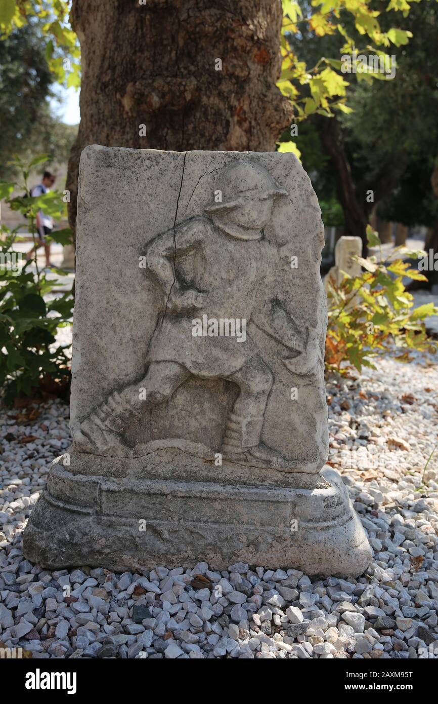 Forbice, tipo di gladiatore romano. Rilievo. Museo Di Archeologia Subacquea Di Bodrum. Turchia. Foto Stock