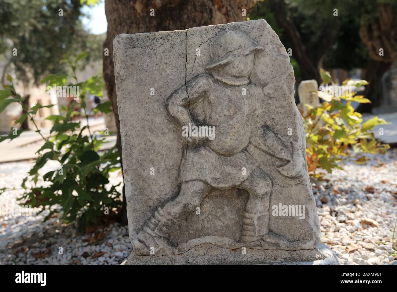 Forbice, tipo di gladiatore romano. Rilievo. Museo Di Archeologia Subacquea Di Bodrum. Turchia. Foto Stock