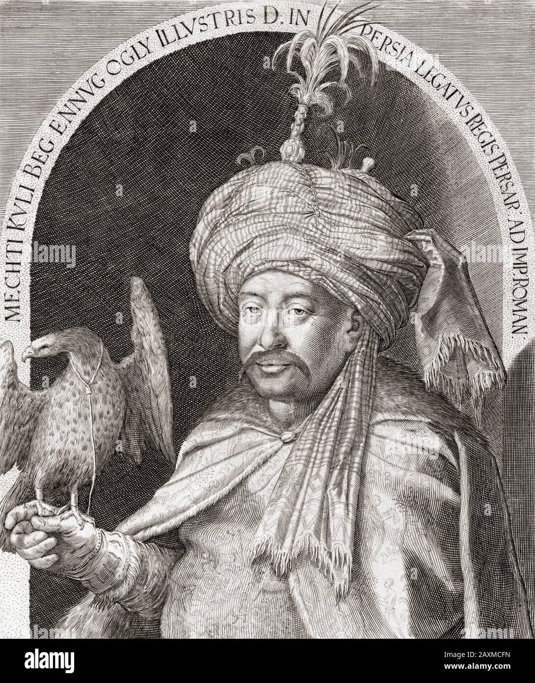 Mechti Kuli Beg, Ambasciatore di Shah Abbas i di Persia presso l'Imperatore Rodolfo II a Praga all'inizio del 17th secolo. Foto Stock