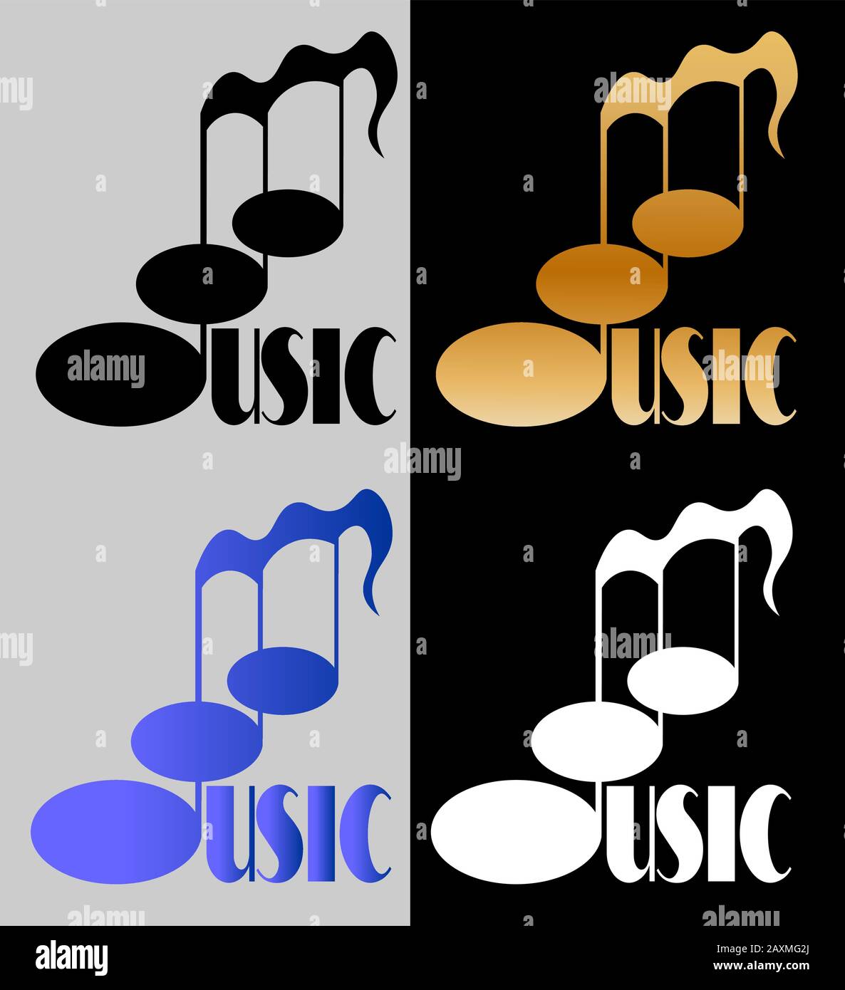 logo nero minimalista di musica classica sotto forma di iscrizione di note  e lettere Immagine e Vettoriale - Alamy
