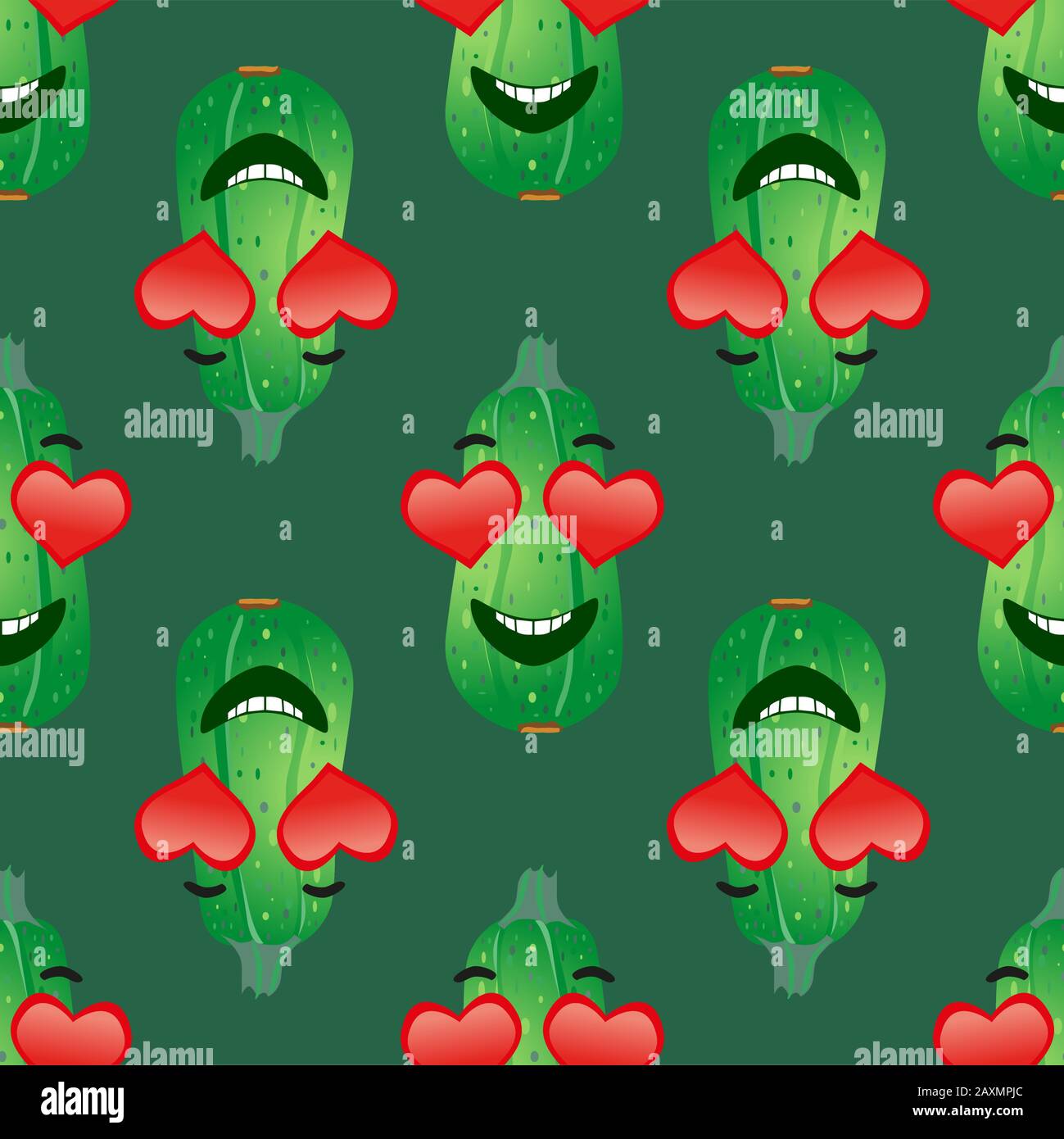 Carino seamless pattern con cartoon verdure emoji Illustrazione Vettoriale