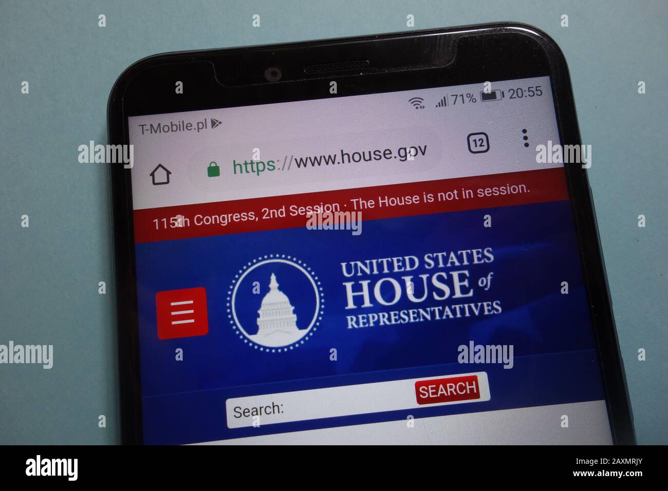 Sito Web della Camera dei rappresentanti degli Stati Uniti visualizzato sullo smartphone Foto Stock