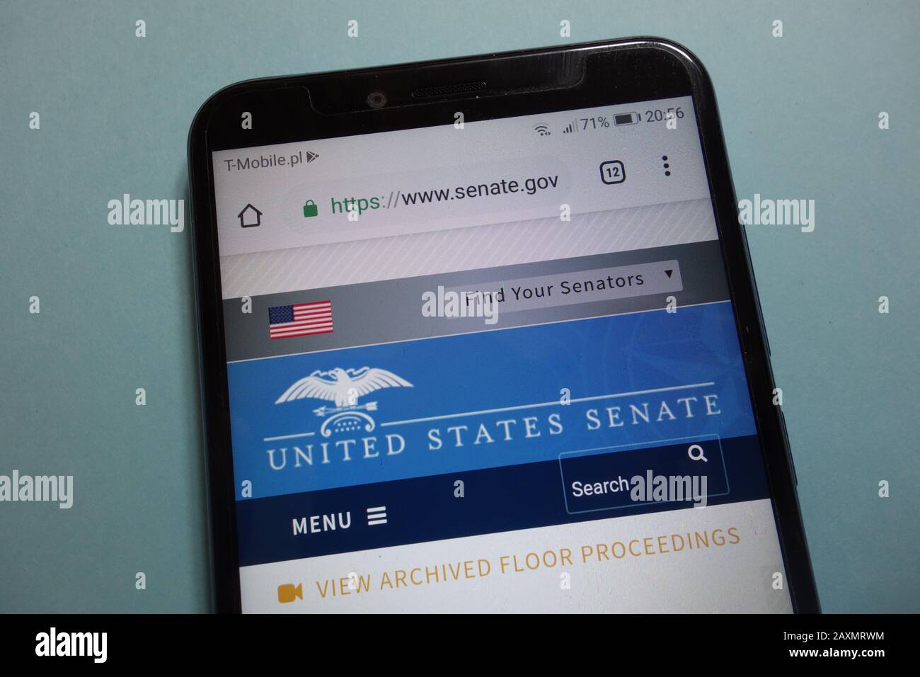 Sito Web del Senato degli Stati Uniti visualizzato sullo smartphone Foto Stock