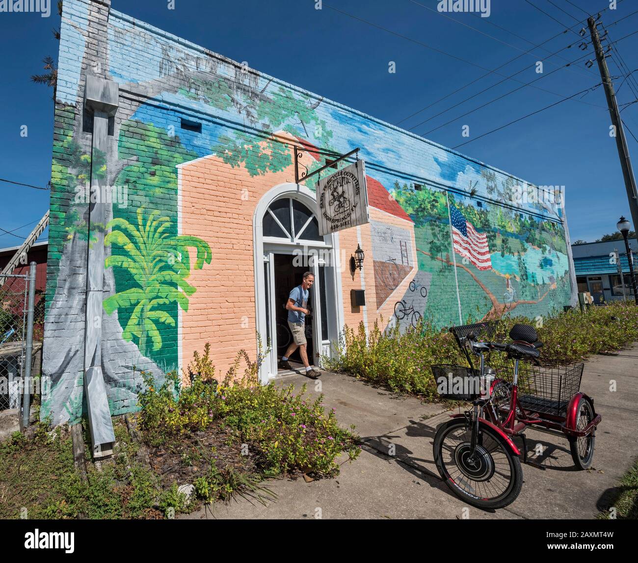 Lo storico High Springs, Florida, è raffigurato nei murales dell'artista locale Brian Barkman. Foto Stock