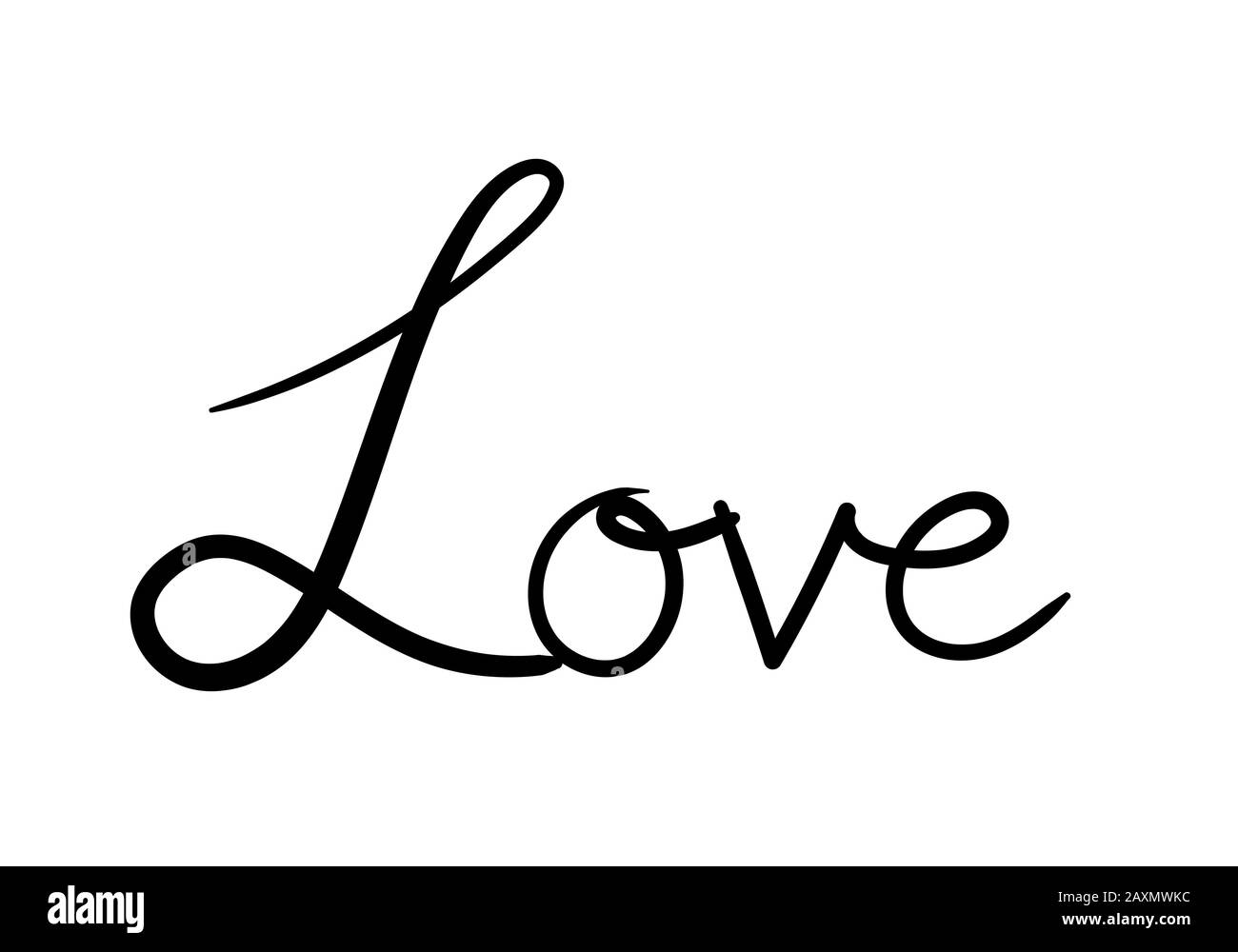 Continuo disegno di una linea DI parola AMORE, vettore minimalista nero e bianco illustrazione di amore San Valentino concetto Foto Stock