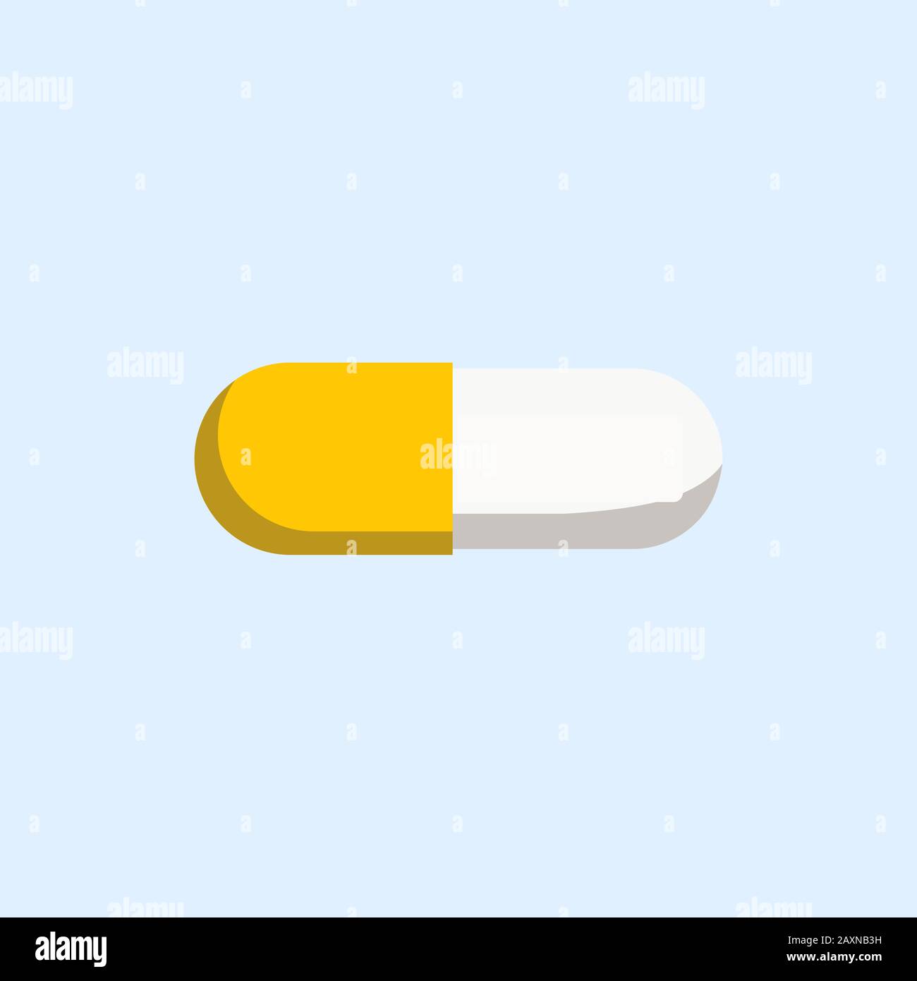 Pillola semplice. Segni una compressa della capsula del medicinale in stile piatto isolato su sfondo blu.illustrazione vettoriale. Preparazioni naturali tradizionali. Contatore Illustrazione Vettoriale