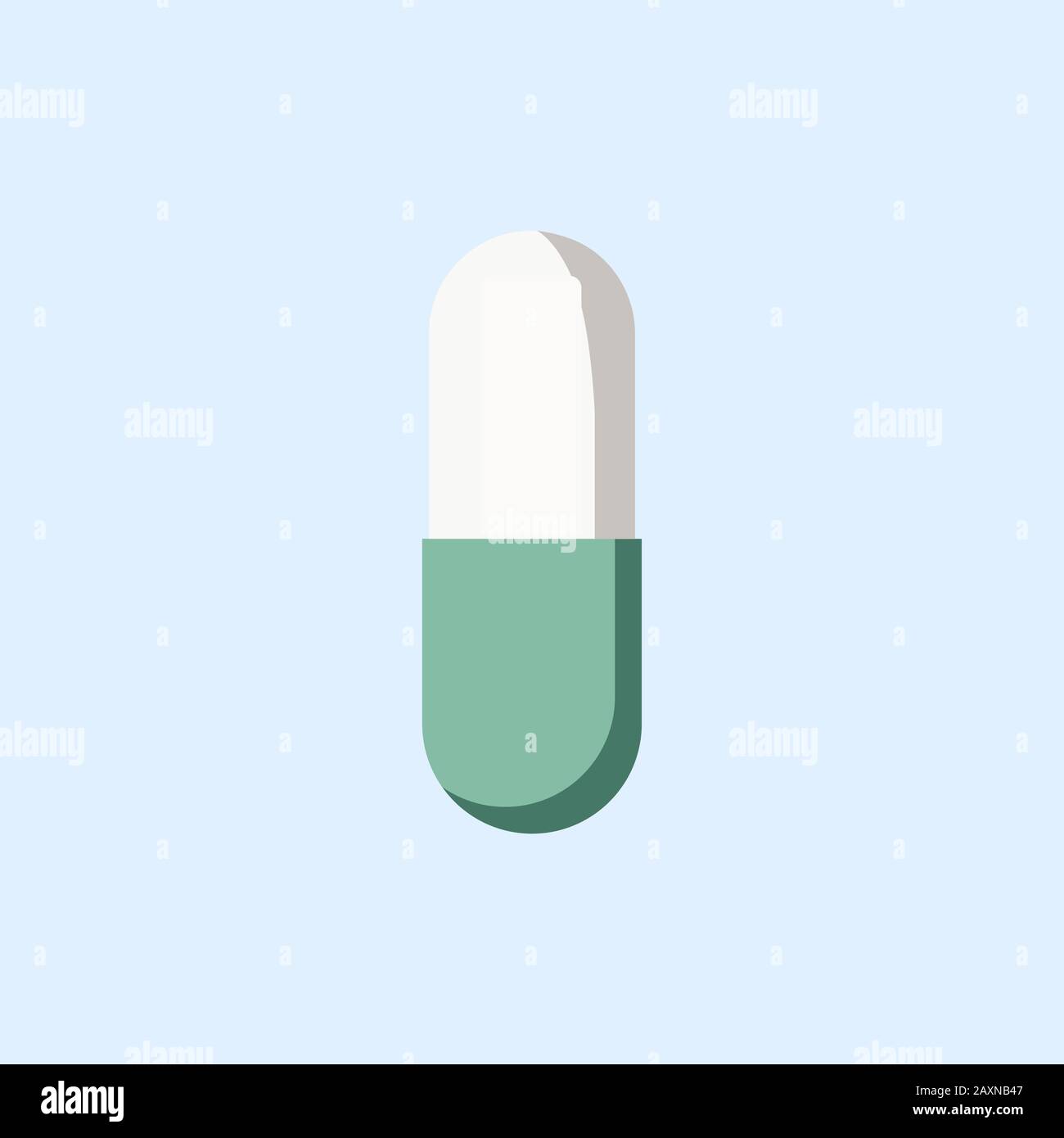 Pillola semplice. Segni una compressa della capsula del medicinale in stile piatto isolato su sfondo blu.illustrazione vettoriale. Preparazioni naturali tradizionali. Contatore Illustrazione Vettoriale