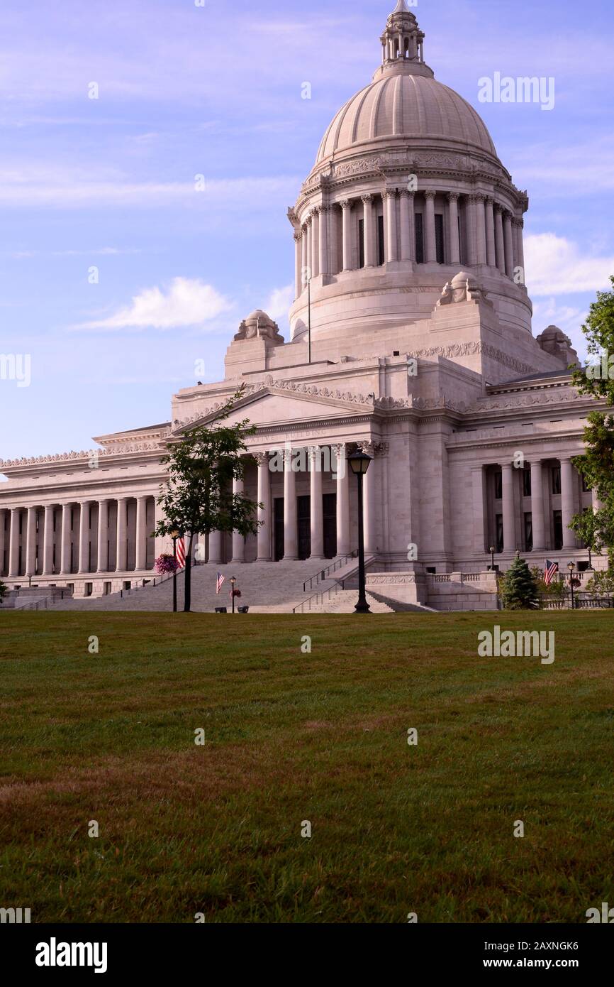 Washington State Capitol Legislative Building Contro Idilliaco Cielo Nuvoloso Foto Stock