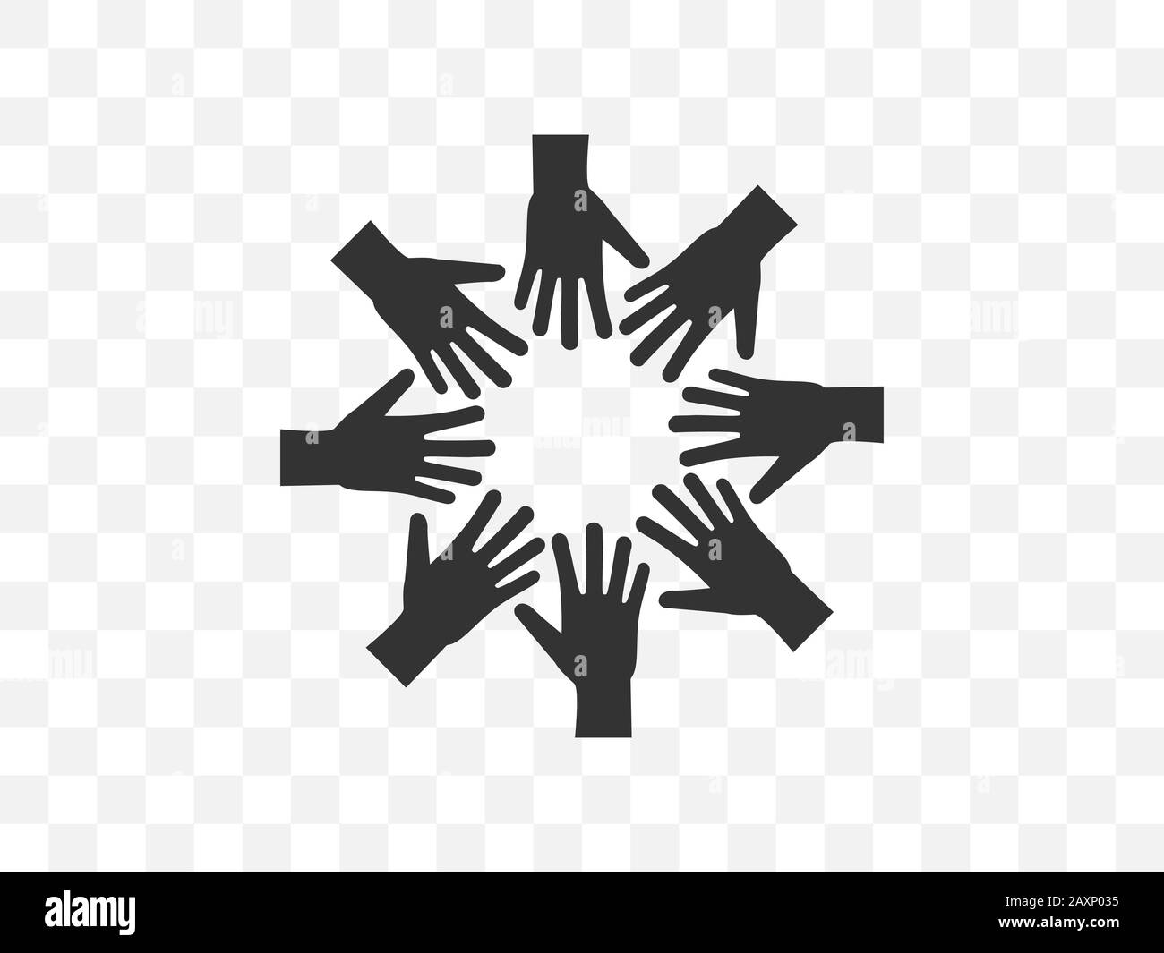Icona del gruppo di mani volontario. Illustrazione vettoriale, design piatto. Illustrazione Vettoriale