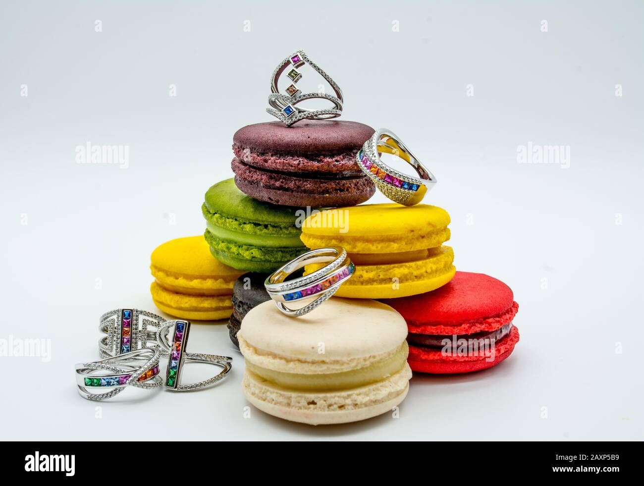 Macaroon Ring Collection, Gioielli Foto Stock