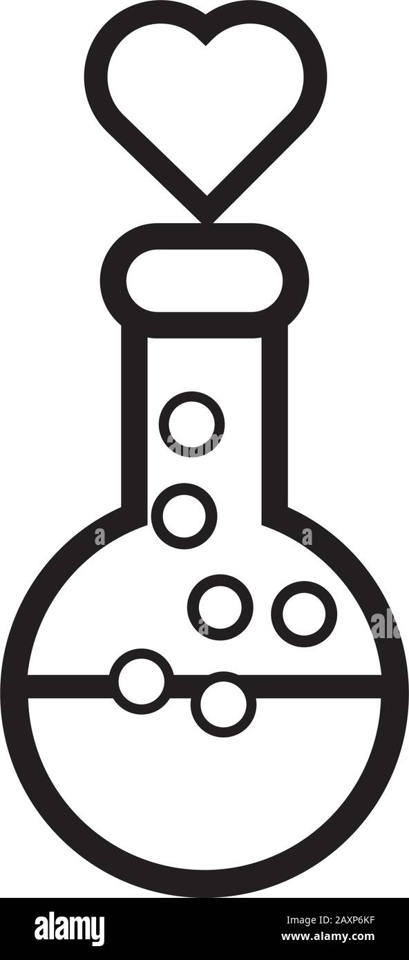 happy valentines giorno cuore in stile linea di test provetta Illustrazione Vettoriale