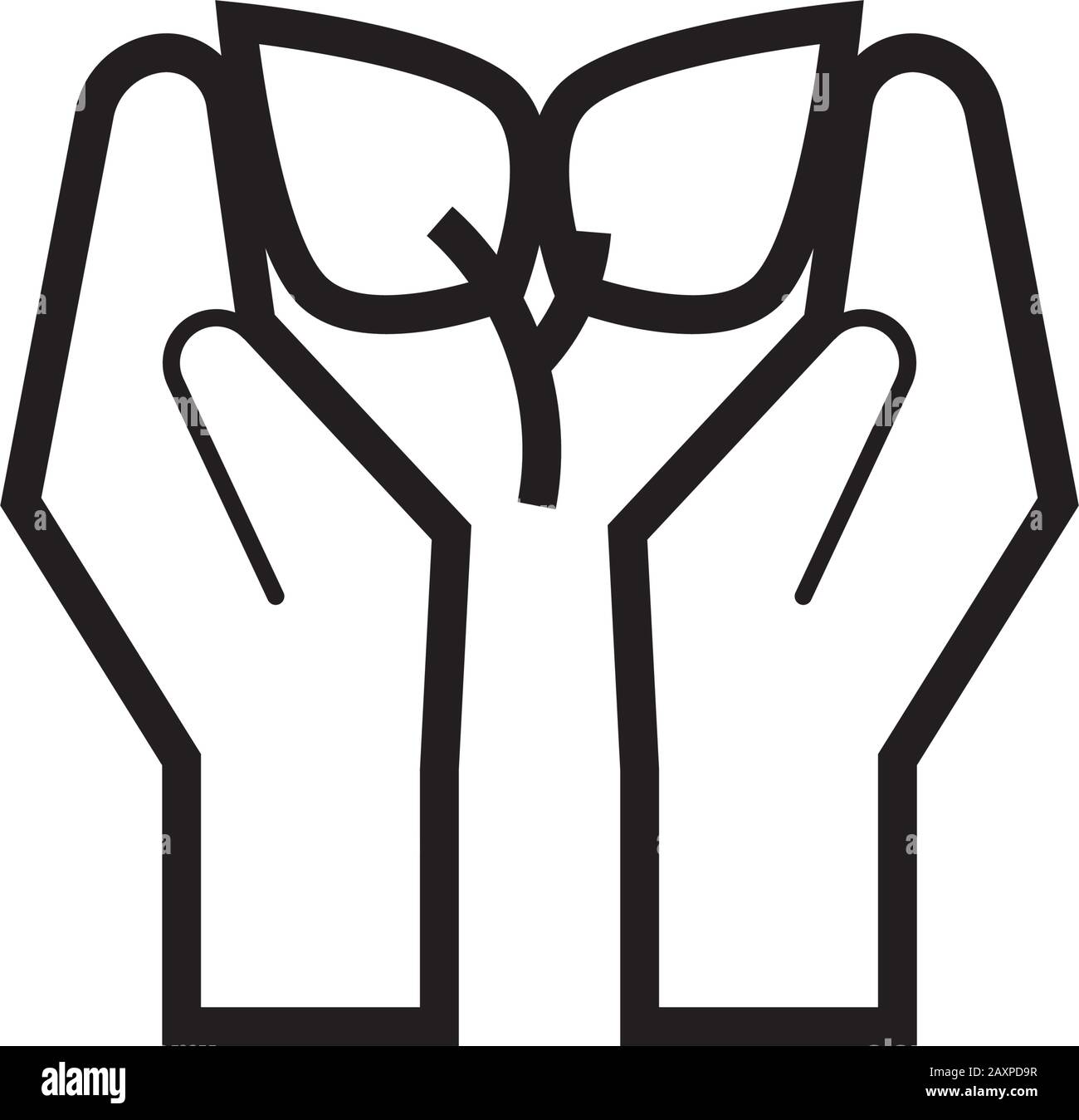 mani sollevamento foglie impianto ecologia stile linea Illustrazione Vettoriale mani sollevamento foglie impianto ecologia stile linea Illustrazione Vettoriale