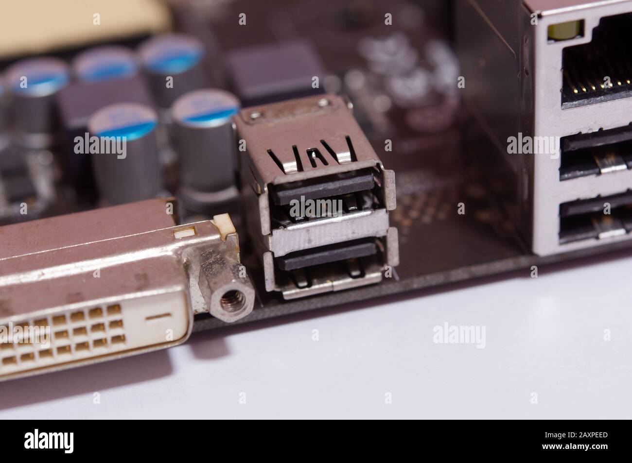 Porta USB sul computer della scheda madre Foto Stock