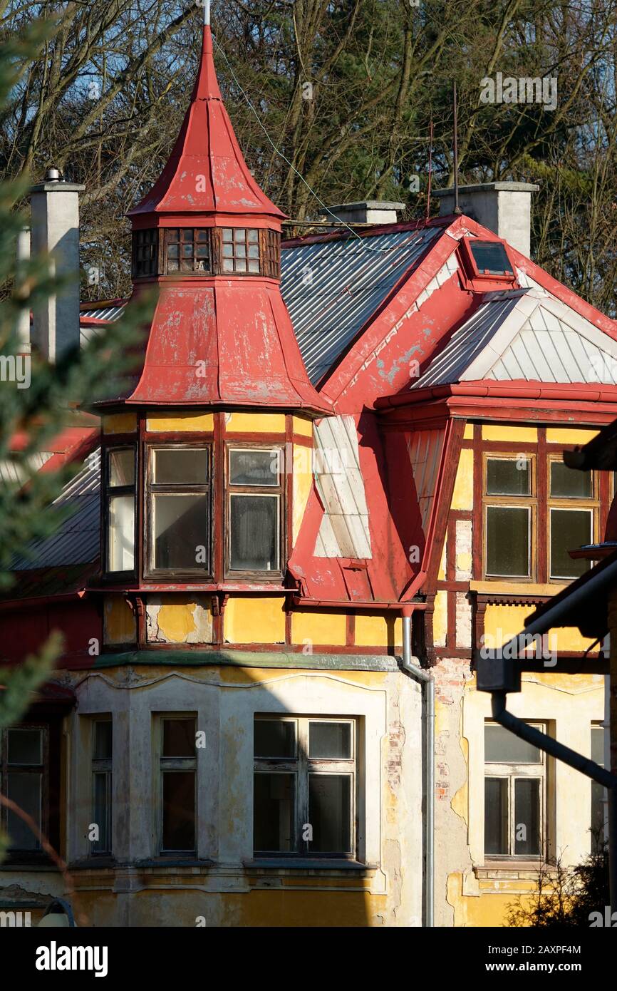 CZ, Frantiˆkovy L∑zn?, Frantiskovy Lazne, paesaggio urbano, vecchia casa Foto Stock