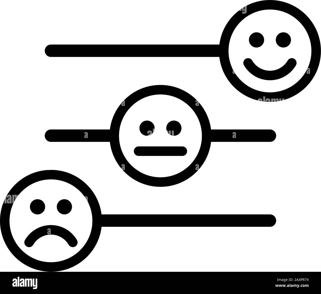 Icona vettore soddisfazione cliente. Scala emoticon di feedback. Illustrazione Vettoriale