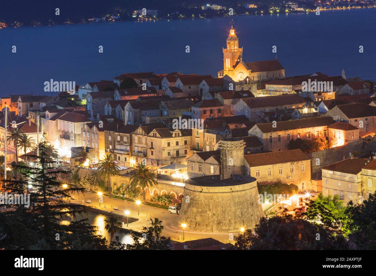 Città vecchia di Korcula, isola di Korcula, costa adriatica croata, Dalmazia, Croazia Foto Stock