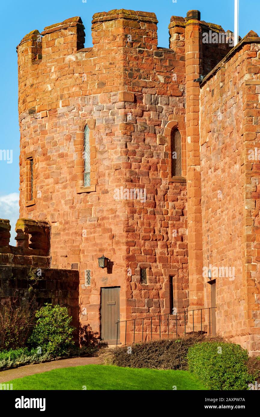Castello torre nella storica Shrewsbury Inghilterra Foto Stock