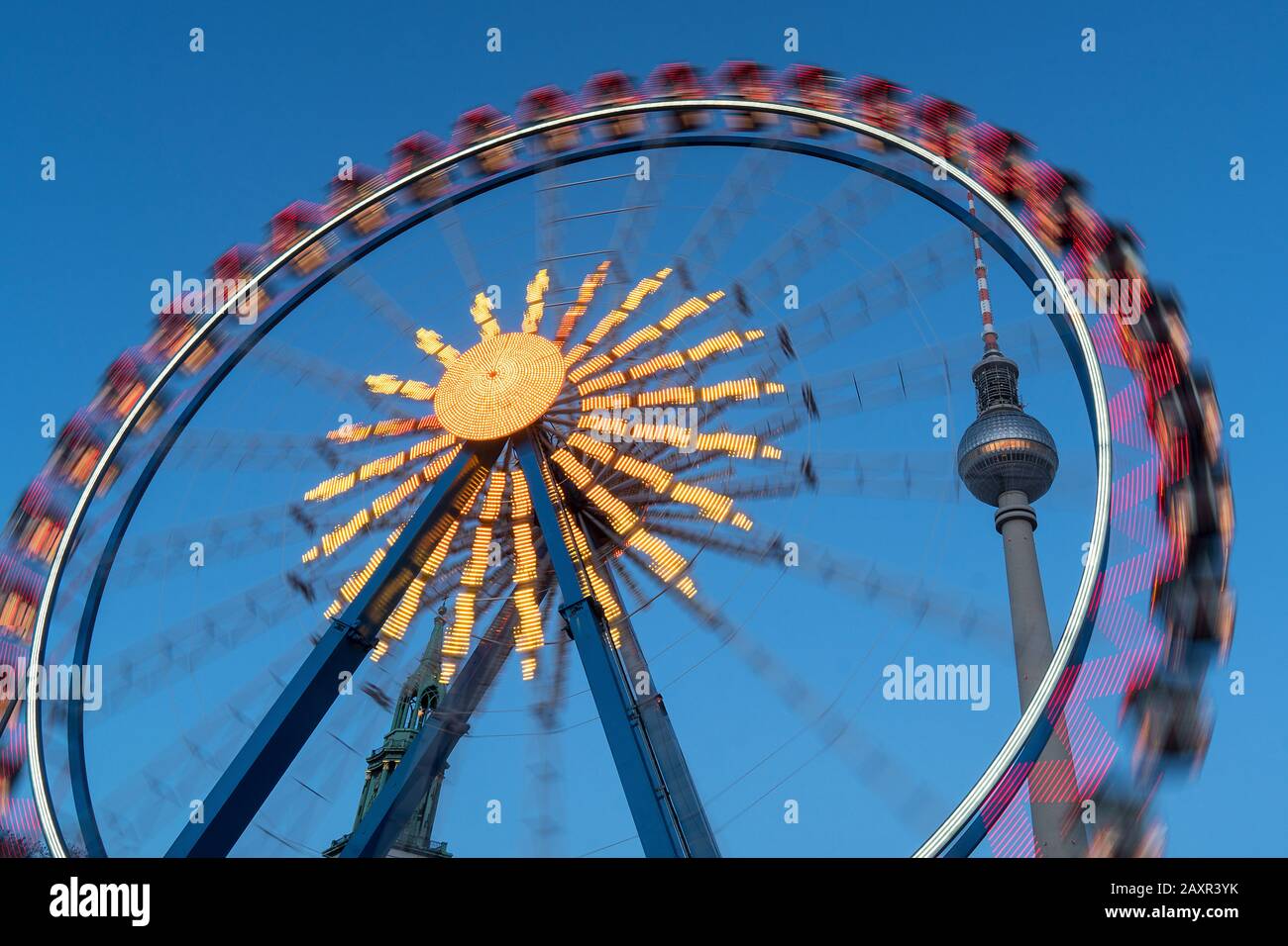 Berlino, piazza Alexander (piazza), torre della televisione, ruota Ferris, dettaglio Foto Stock