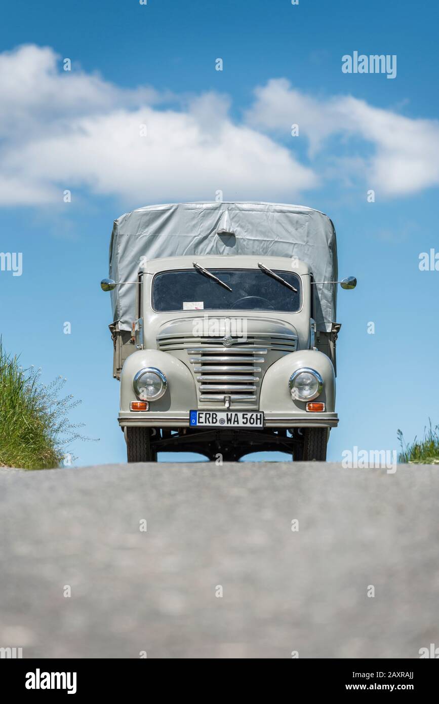 Breuberg, Hesse, Germania, Framo Barkas V 901/2, flatbed, anno di costruzione 1960, 900cc, 28 hp. Foto Stock