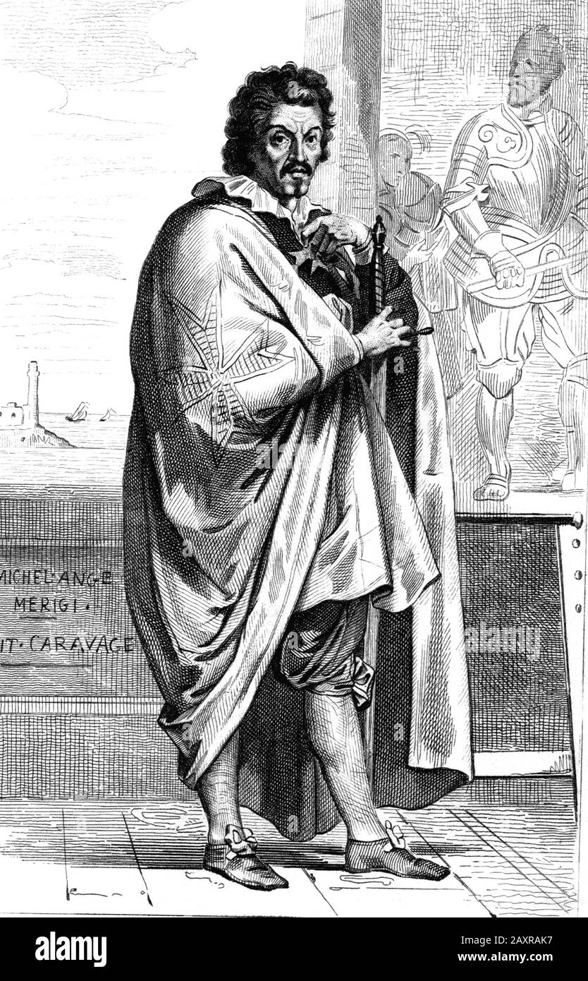 caravaggio disegno - 6 1600 ca , ITALIA : il pittore italiano Michelangelo MERISI il CARAVAGGIO ( 1571 - 1610 ) . Ritratto inciso dal 18 di DEVERIA , Francia . - RITRATTO - ritratti -