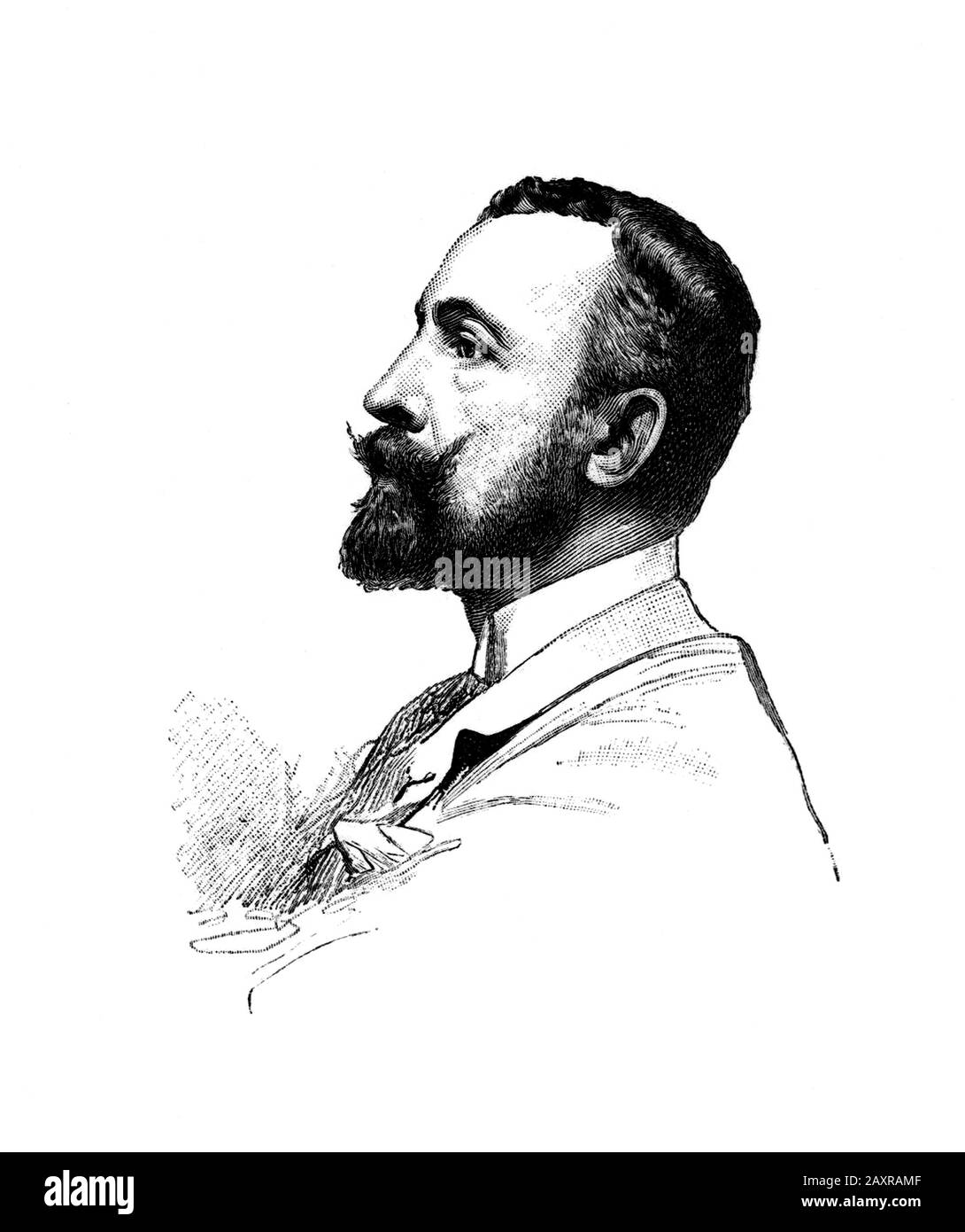 1896 , Parigi , FRANCIA : il pittore francese Théobald CHARTRAN ( 1849 - 1907 ). Ritratto inciso di Henri Othon Brauer ( 1858 - 1936 ), pubblicato nel 1896 . Più celebrato per le sue caricature (sotto pseudo ' T ') Il 1879 Salone DI VANITÀ della rivista britannica e per il suo famoso ritratto di Sarah Bernhardt .- BELLE EPOQUE - Theobald - ARTS - ARTI VISIVE - ARTE - Francia - RITRATTO - ritratti - STORIA - FOTO STORICHE - CARICATURISTA - CARICATURIST - collare - cravatta - colletto - cravatta - Profilo- barba - barba - barba - incisione - illustrazione - illustrazione - collare - colletto --- Archivio GBB Foto Stock