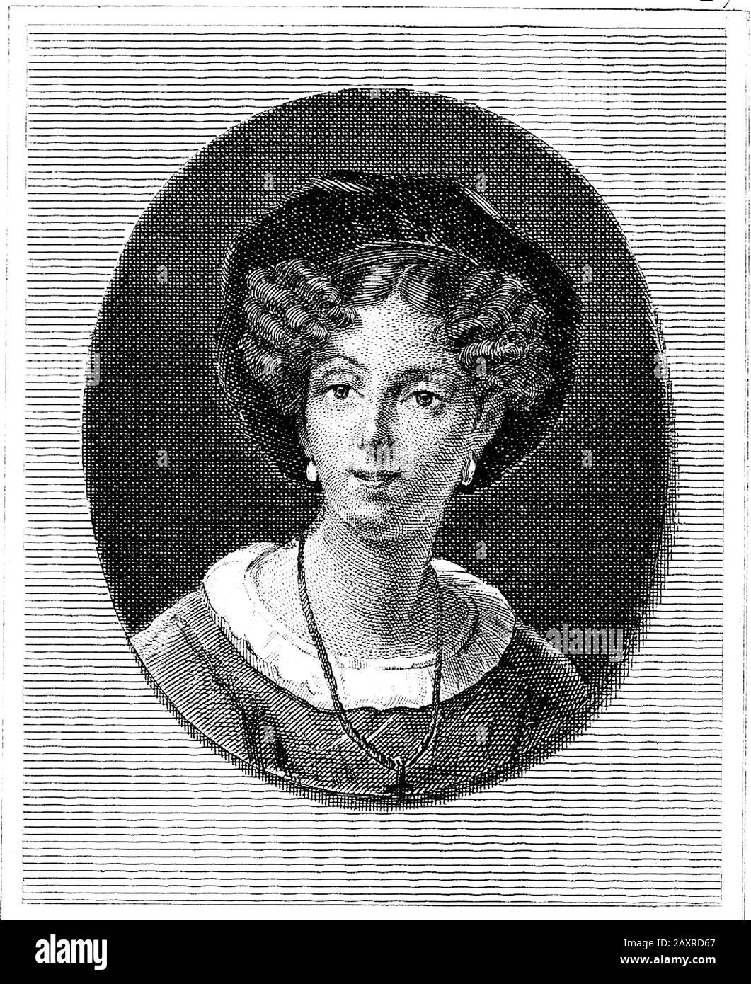 1800 ca, FRANCIA : la celebre donna francese pittore romantico Antoinette Cécile Hortense HAUDEBOURT LESCOT nato Viel ( 1784 - 1845 ). Incisione di artista non intricati dall'autoritratto originale di Haudebout Lescot , pubblicato nel 1845 . - PITTORE - FRANCIA - DONNA ARTISTA - PITTRICE - PITTURA - ARTI VISIVE - ARTE - Ritratto - ritratto - incisione - incisione - cuffia - cappello - CAPPELLO - AUTORITRATTO --- Archivio GBB Foto Stock