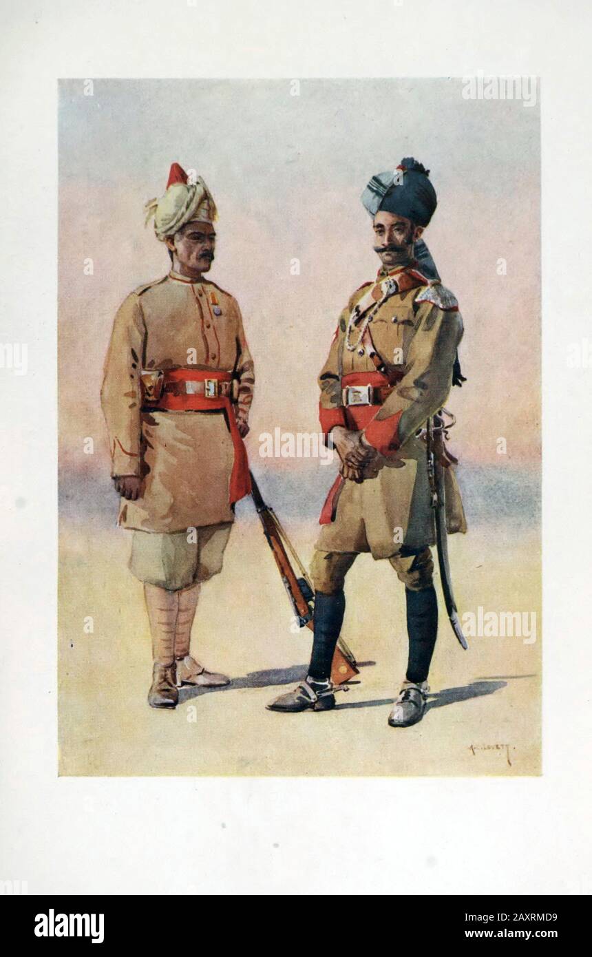 Eserciti di India. Dal più importante A.C. Lovett. Londra. 1911 Corps of Guides (Lumsden's) Fanteria / Tanaoli (Pathan) Cavalleria / Daffadar / Adam Khel Foto Stock