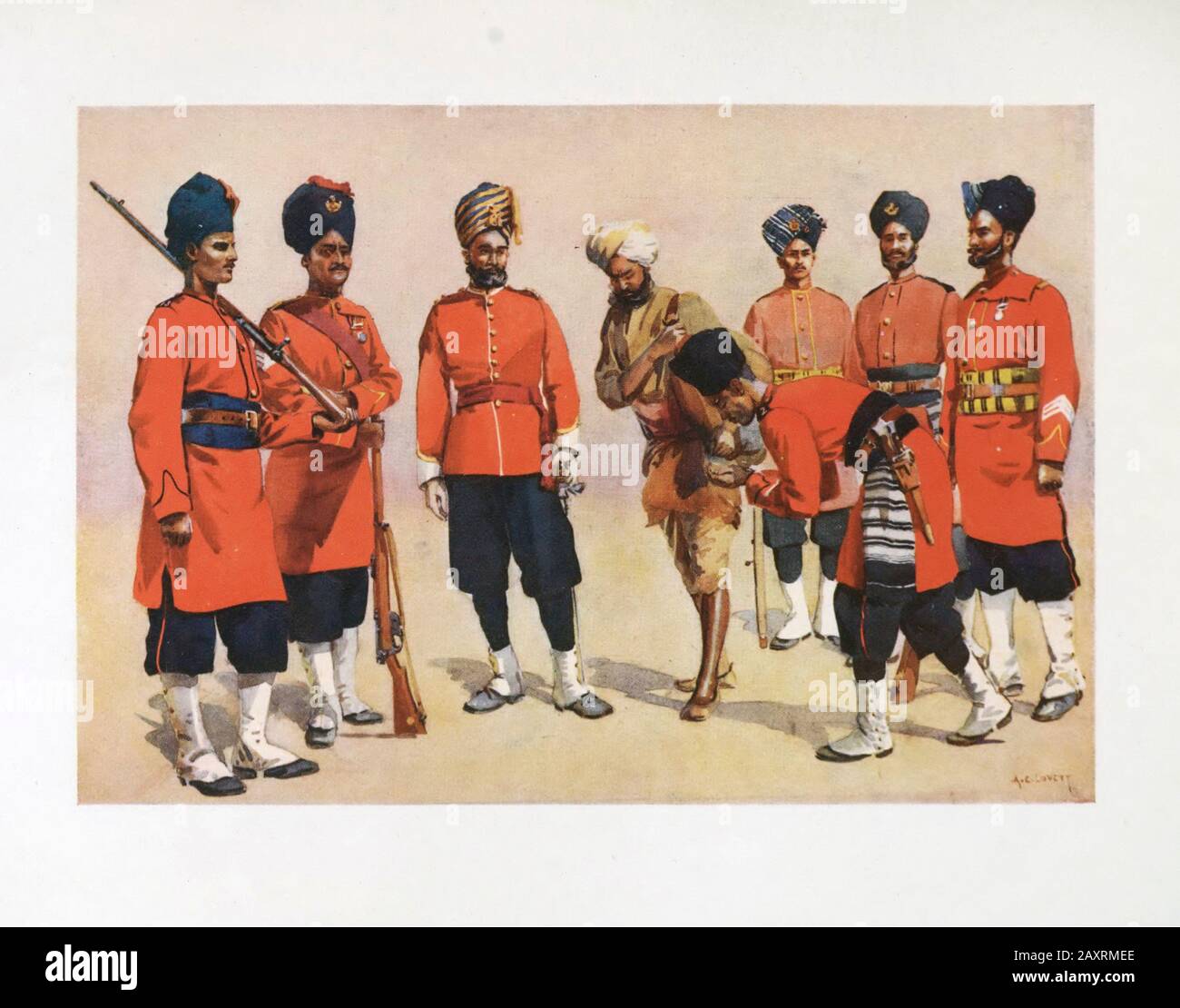 Eserciti di India. Dal più importante A.C. Lovett. Londra. 1911. Rajput Regiments da sinistra a destra: 13th Rajputs (il Reggimento Shekhawati). 7th Duca di Connaugh Foto Stock
