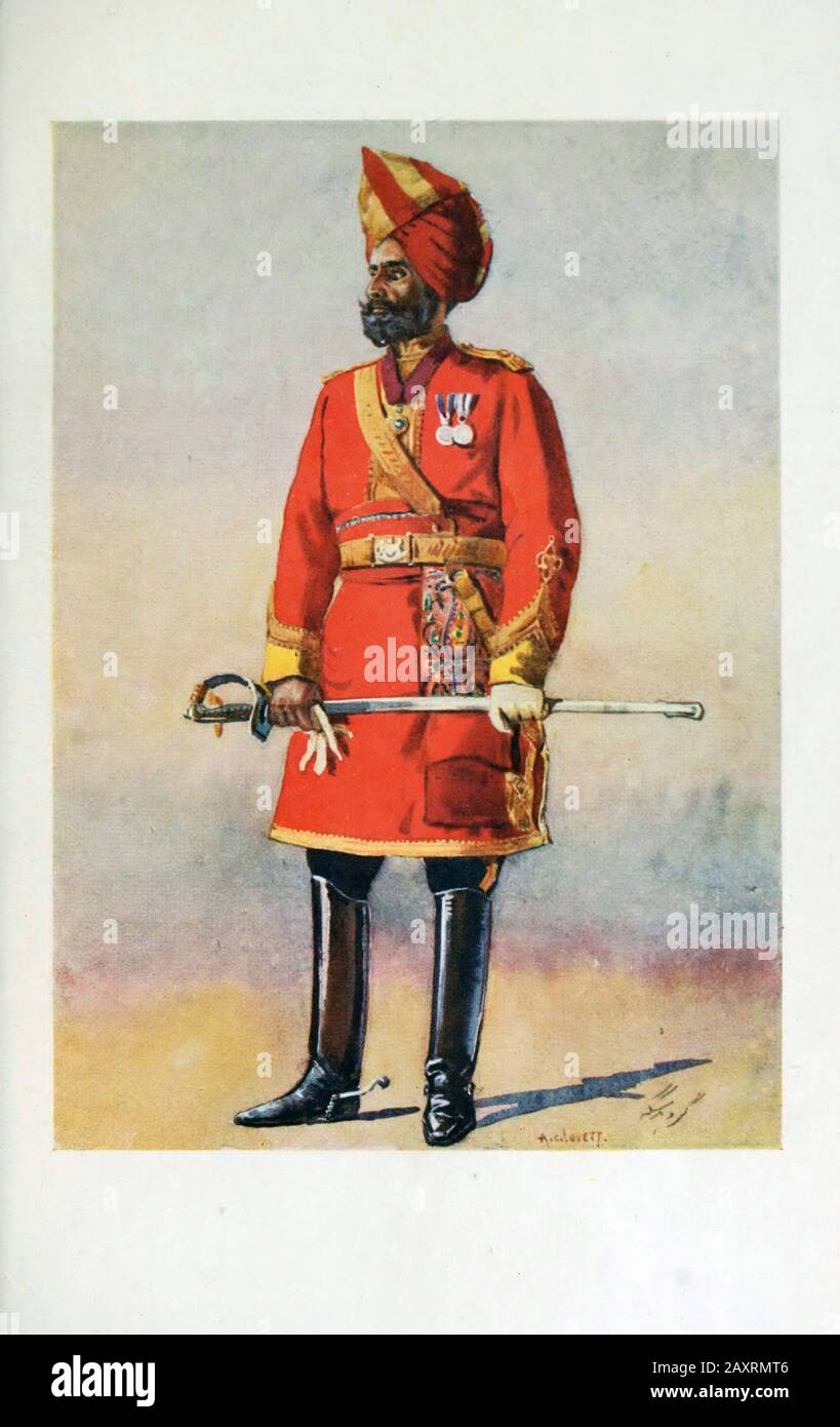 Bharatpur Fanteria. Il Comandante (Jat). Eserciti di India. Dal più importante A.C. Lovett. Londra. 1911 Foto Stock