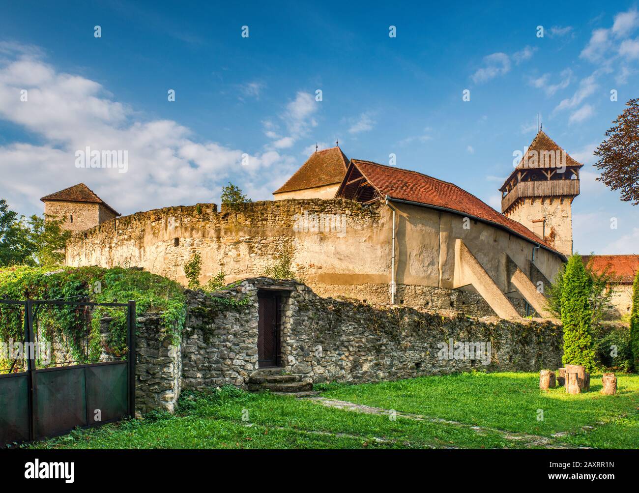 Cittadella di Calnic, castello rifugio, 13th secolo, nel villaggio di Calnic, Patrimonio dell'Umanità dell'UNESCO, Alba County, Transilvania Regione, Romania Foto Stock
