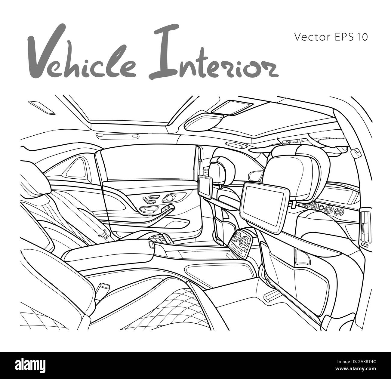 La macchina all'interno. Interno del veicolo. Vettore Illustrazione Vettoriale