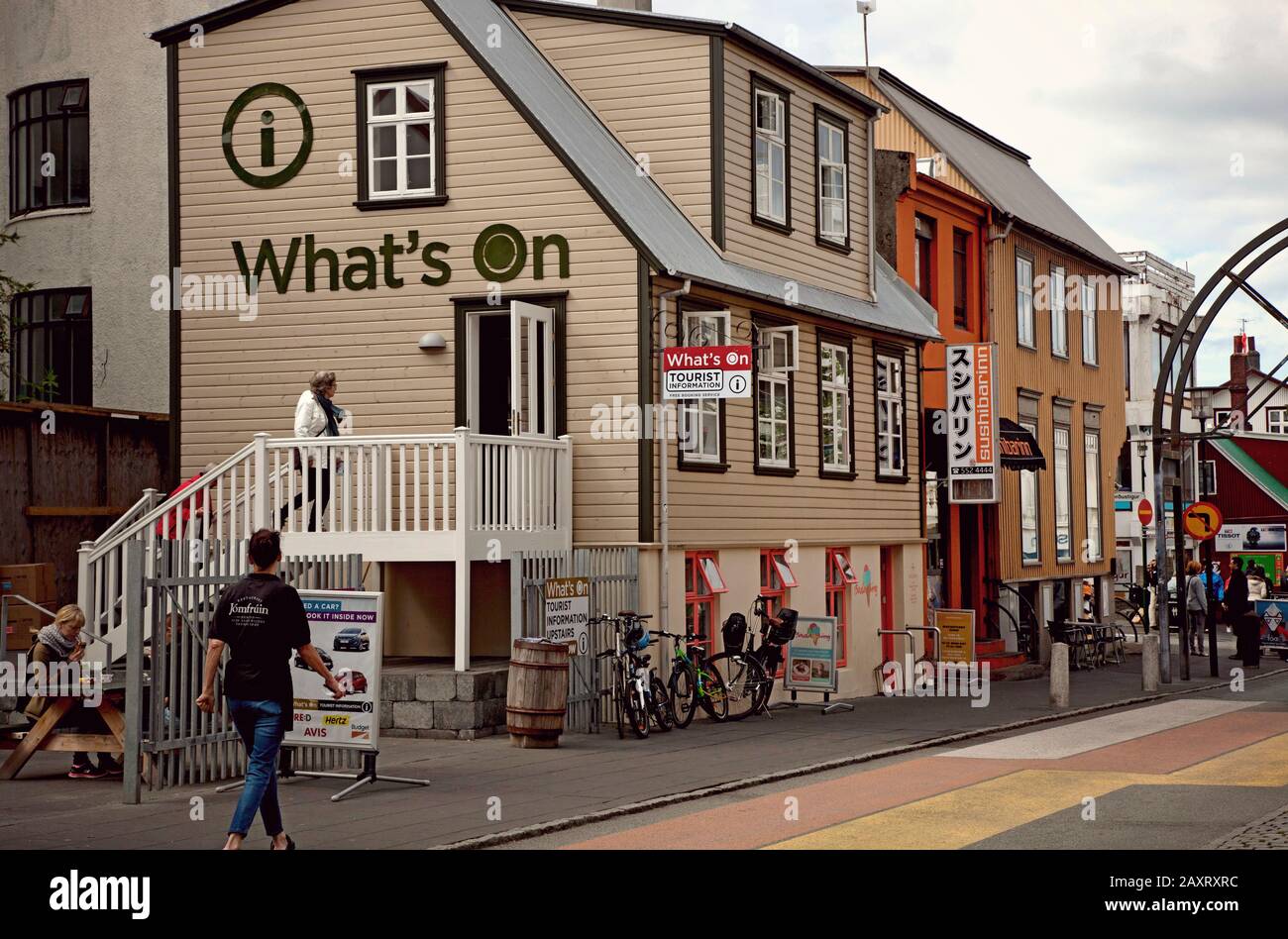 Via dello shopping, città, Islanda, Reykjavik Foto Stock