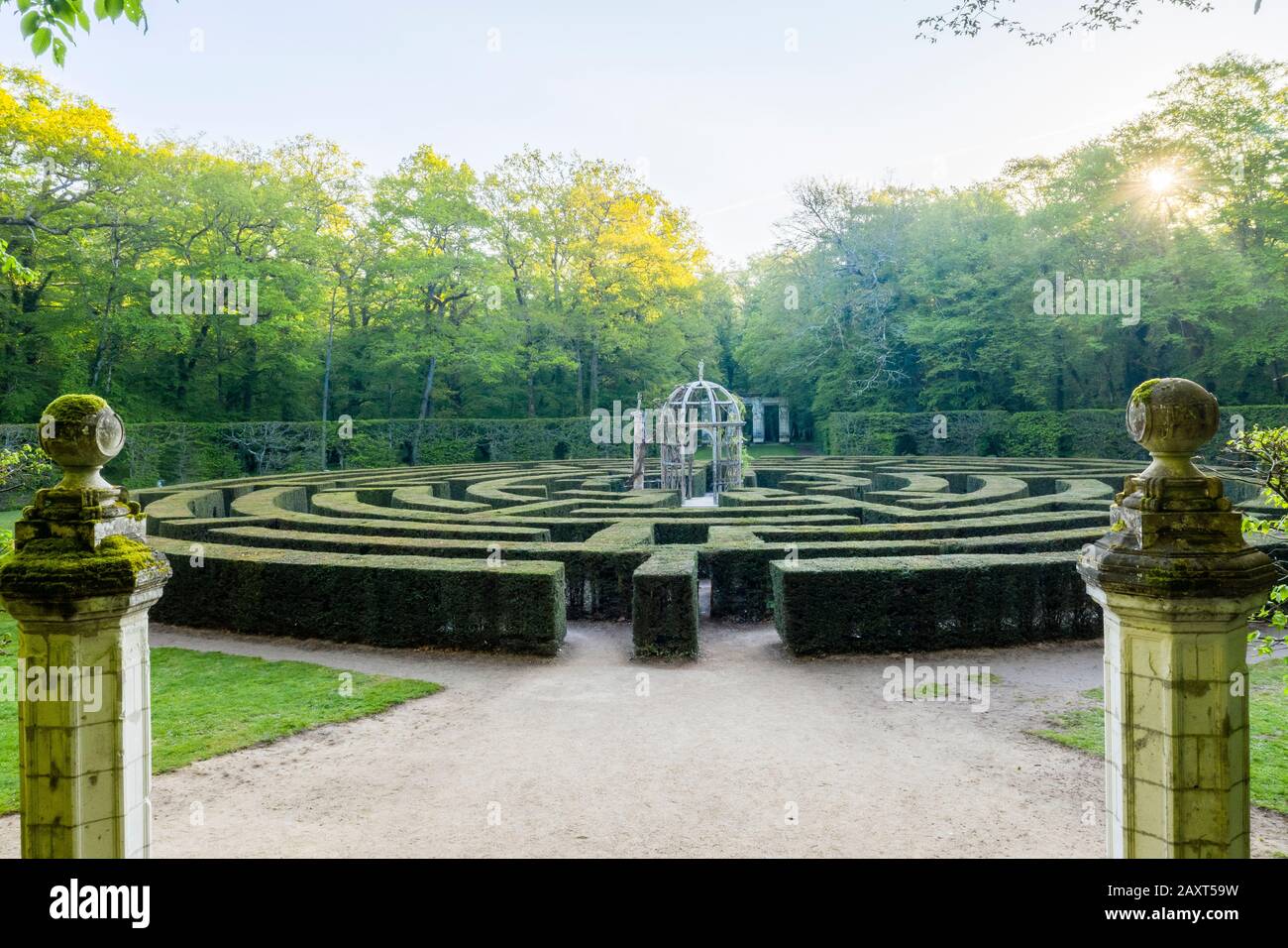 Francia, Indre et Loire, Valle della Loira dichiarata Patrimonio dell'Umanità dall'UNESCO, Chenonceaux, Chateau de Chenonceau Parco e Giardini, il Labyrinthe // Francia Foto Stock